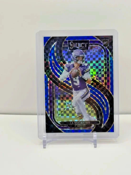 J.J. McCarthy 2024 Panini Select Blue Prizm #134 SN, Rookie, /175