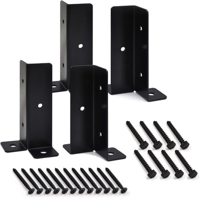 4 Pcs Adjustable Half-Column Base for 1.5X1.5, 2X2, 2X4, 4X4 Post Bracket, Wood
