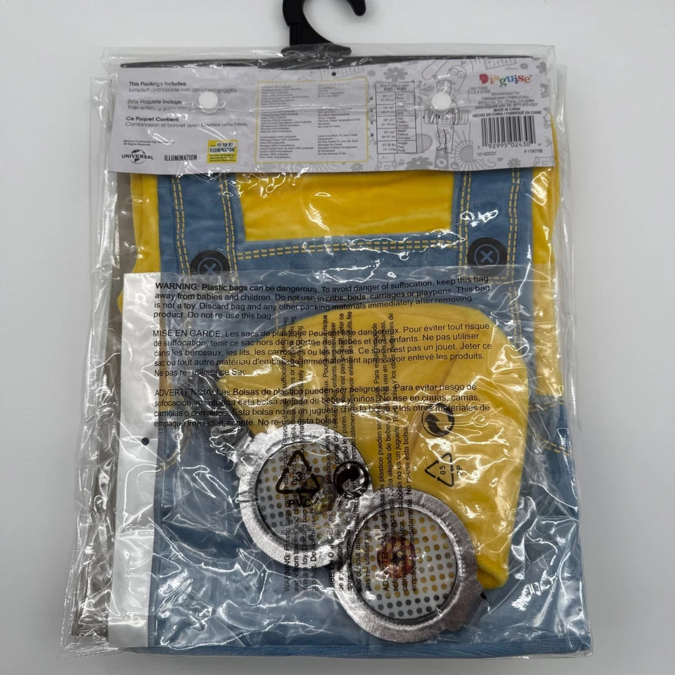 Fantasia de Halloween Minions Bob criança tamanho P/P 2T macacão gorro disfarce cosplay - Imagem 2 de 4