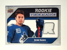 2021-22 UD Rookie Threads QUINN HUGHES Rookie Retro Card# RT-QH. rookie card picture