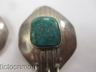 VINTAGE NAVAJO INDIAN GREEN TURQUOISE SHIELD JINGLE DANGLE EARRINGS STERLING — photo 4