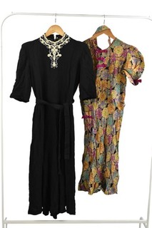 Vintage Dresses Women's Small Embroidered and Patterned Retro 1950s