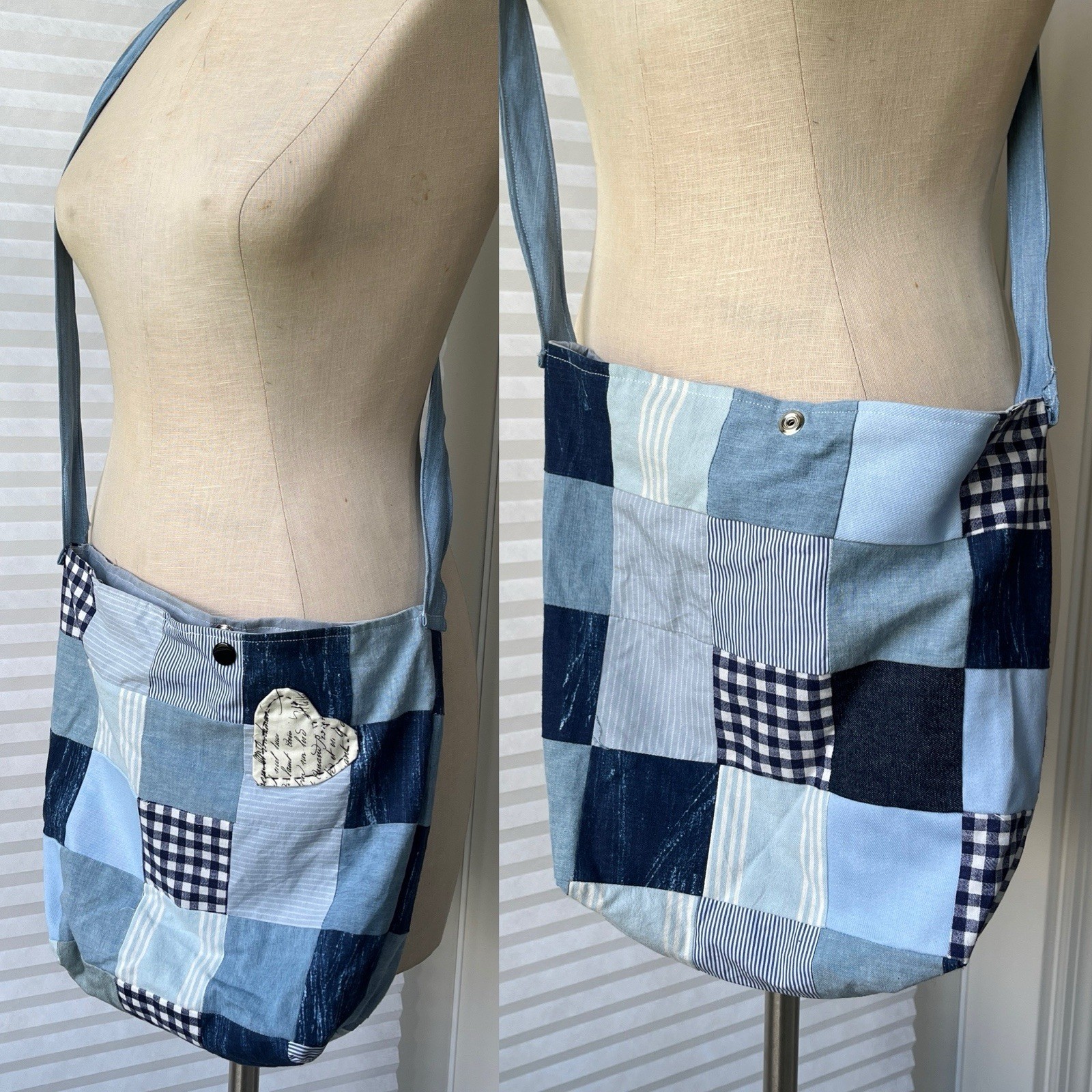Unbranded blue patchwork shoulder bag, fabric, li… - image 2
