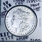 1884 CC BU GEM MORGAN SILVER DOLLAR UNC MS+++ U.S. MINT RARE KEY COIN 7100