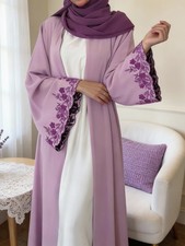 Dubai Women Long Dress Kimono Abaya Muslim Open Kaftan Cardigan W/scarf Ramadan