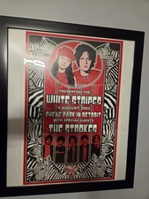 2002 Authentic The White Stripes & The Strokes Rock & Roll Concert Poster Framed