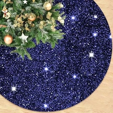 Navy Blue Christmas Tree Skirt 36 Inch Sequined Tree Skirt Navy Velvet Tree Skir