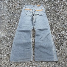 Vintage Levis 684 Orange Tab Bell Bottom Jeans 28Wx29L Blue Corduroy Detail 70s