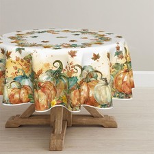 Horaldaily Fall Tablecloth 60 x 60 Inch Round Thanksgiving Leaves Autumn Ha...
