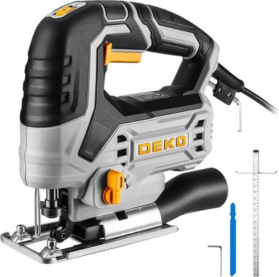DEKOPRO Corded Jigsaw Electric Wood Cutter 6 Speed 4 Orbital Settings Bevel Cut