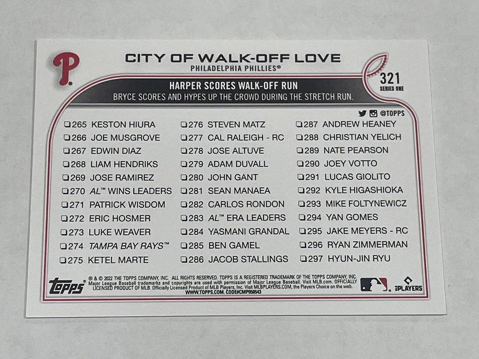 2022 Topps Baseball #321 - Bryce Harper - Philadelphia Phillies - Image 2 of 2