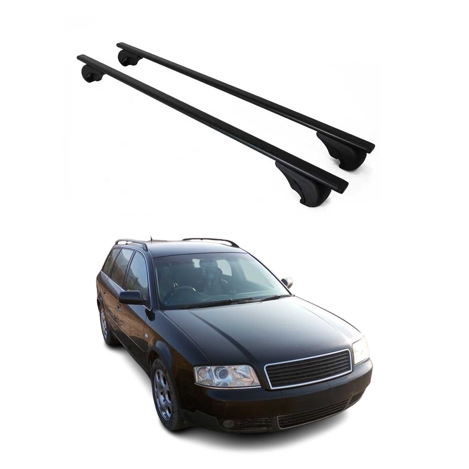 Barres de toit en aluminium noir Audi A6 C4 C5 Allroad robustes et profilées