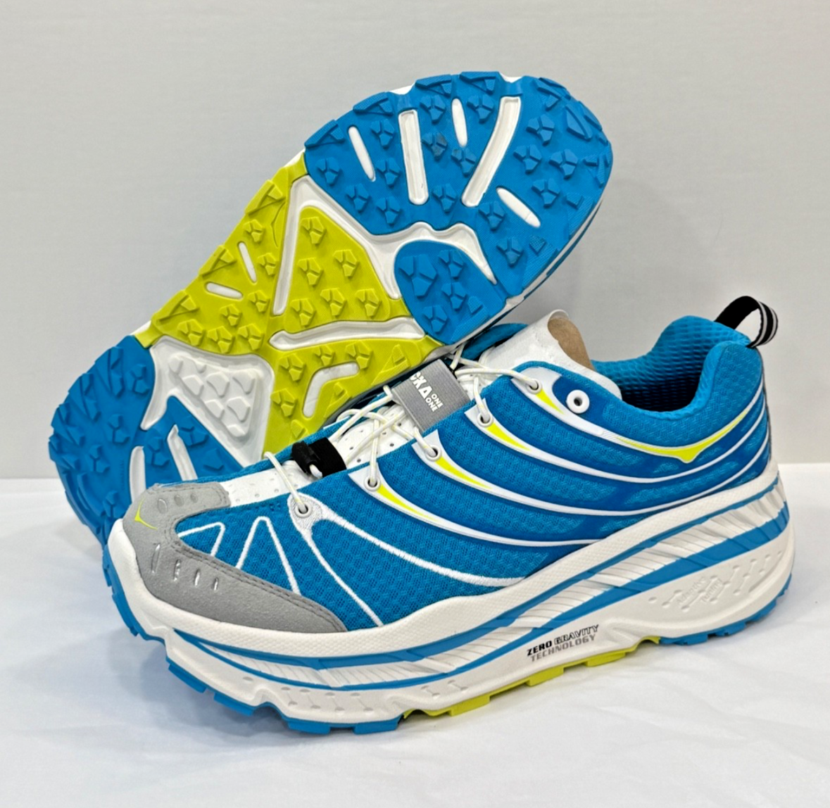 Hoka One One Stinson EVO OG SZ 12.5 D Men's Blue White Neon