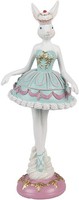 Clayre & Eef Dekofigur Kaninchen Ballerina Weiß GrüN Rosa 9X8X23 Cm