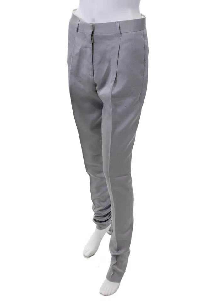 Pantalones de vestir Burberry Prorsum para mujer de lana plisados ajustados grises talla 38 Foto 2 de 4