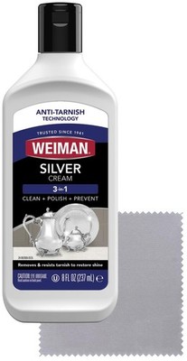 Weiman Silver Cream 8 Fl Oz (Pack of 1) & Cloth, 8 Ounce with Polishing Cloth