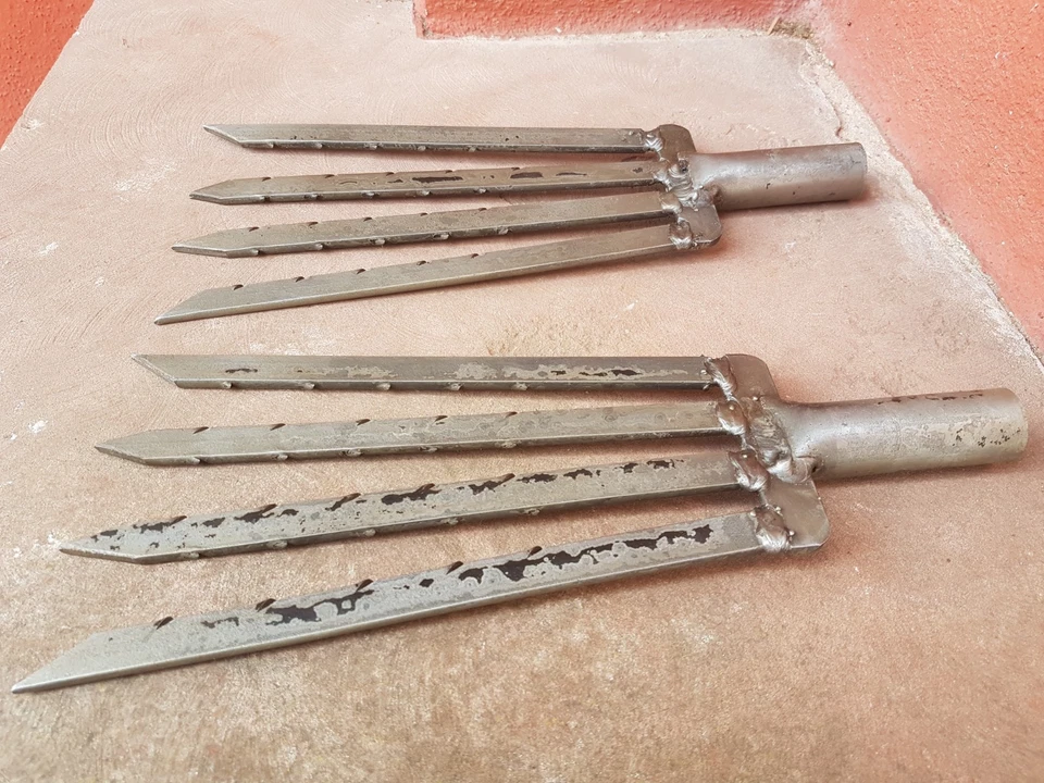 Lot foene fouene à anguille ancienne pêche à pied harpon trident chasse ancien - Photo 3/4