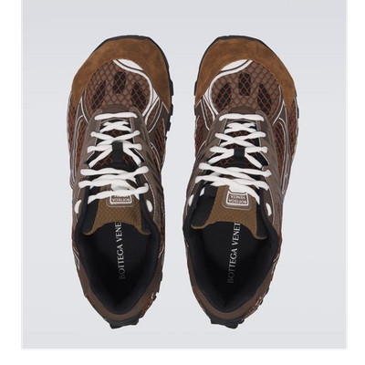 Bottega Veneta Men s Brown/Black/White Geometric Suede Low-Top Lace-Up Sneakers