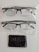 Black Reading Glasses 4.00 Unisex - 2 Pack of Rimless Anti-Blue Light Readers
