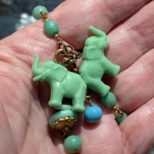 ANTIQUE UNSIGNED MIRIAM HASKELL CELLULOID ELEPHANTS PEKING GLASS BEADS BRACELET - Picture 14 of 23