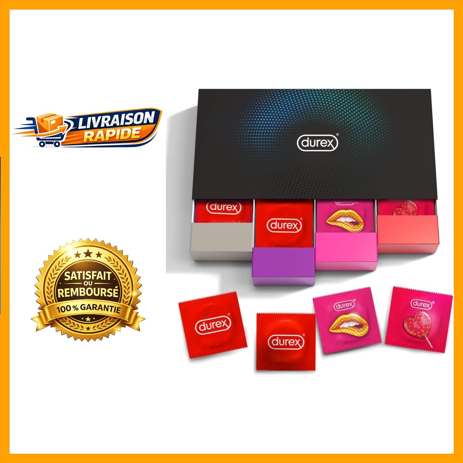 Préservatifs Durex Fun Explosion x40 extra lubrifiés parfumés fraise