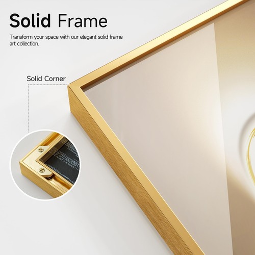 Framed Modern Luxury Gold Wall Art for Living Room, Set of 3 Piece Contempora... - Picture 5 of 7