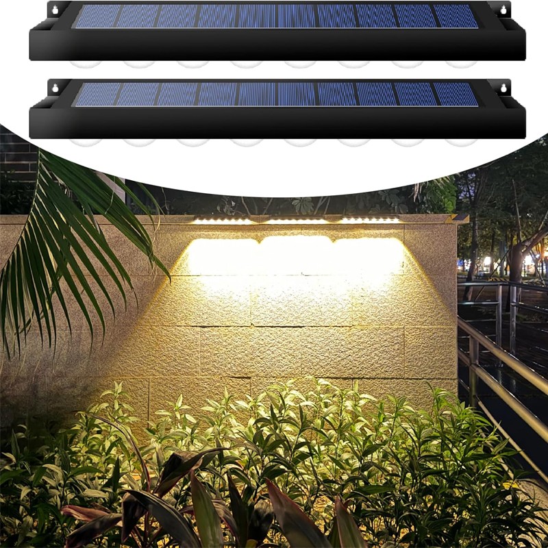 2 Pack LED Solar Power Fence Lights Deck Door Wall Stair Step Outdoor Decor Lamp