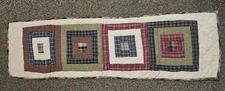 VICTORIAN HEART PRIMITIVE PATCHWORK TABLE RUNNER 13X44