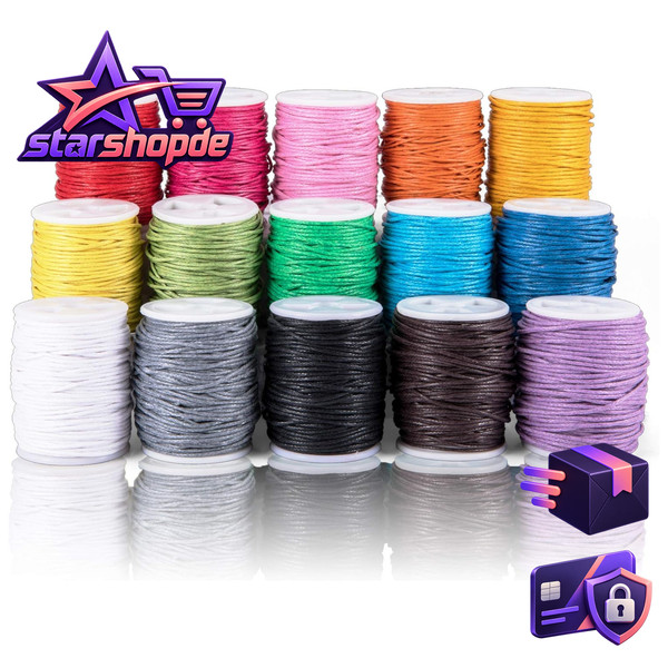 Gewachste Baumwollschnur 10M Ø 1Mm Set Bunte FäDen FüR ArmbäNder Schmuck DIY-image