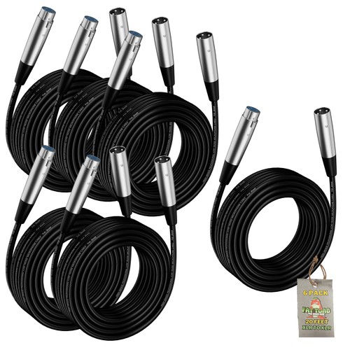 XLR Mikrofonkabel 6er-Pack - 20 Fuß Draht Mikrofonkabel Studio Patch Mixer Pro Audio - Bild 2 von 15