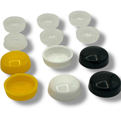 6 STÜCK GROSSE 10/12g KENNZEICHEN BEFESTIGUNGEN GLANZ SCHRAUBE ABDECKKAPPE SCHWARZ WEISS GELB