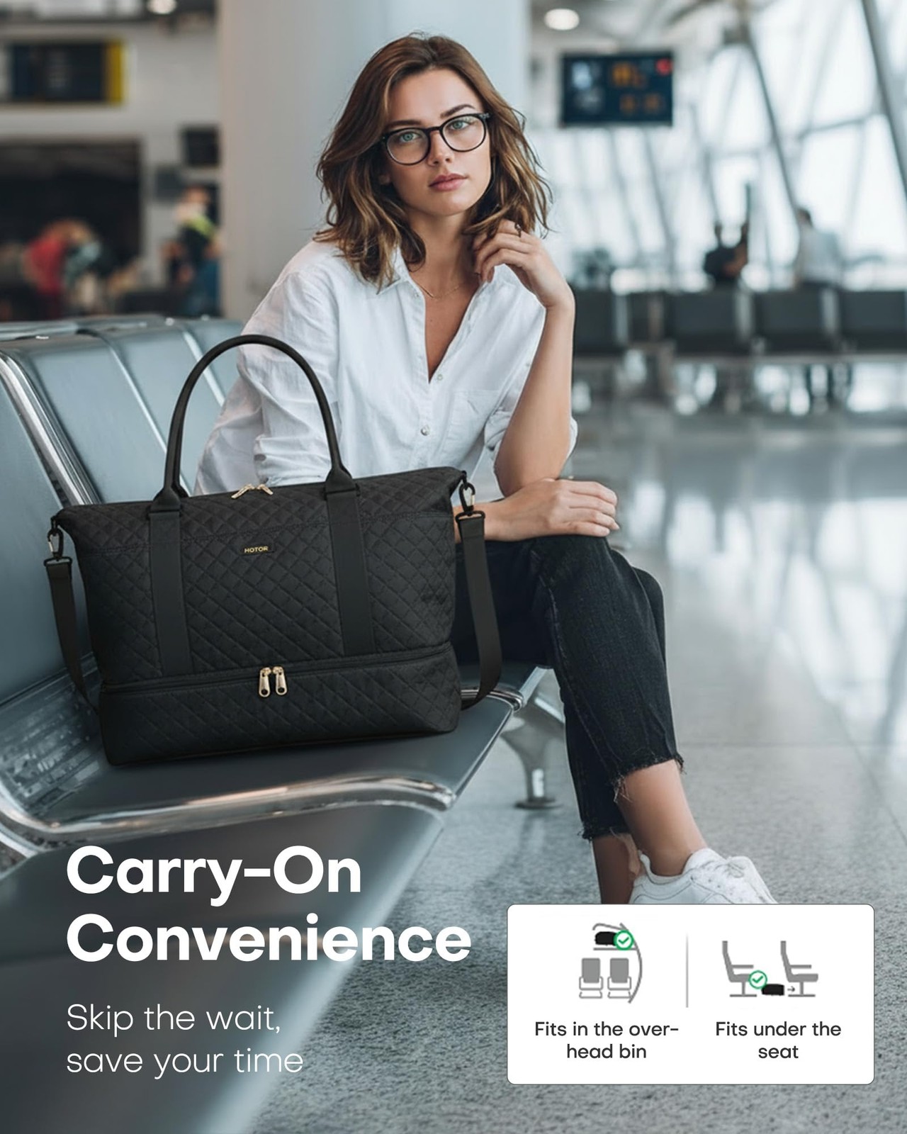 Travel Duffel Bag - Weekender Bags for Women, Carry On Overnight Bag with Sho...