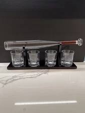 The Wine Savant Baseball Decanter Set w/ 4 Baseball Glasses NEW in open box