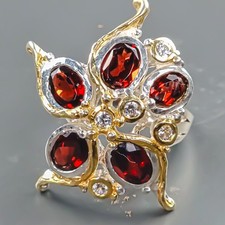 Vintage ring Natural Garnet Ring 925 Sterling Silver Size 7 /R442202