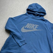 Nike Sportswear Rally Funnel Neck Hoodie Sweatshirt Womens Large Blue Sports