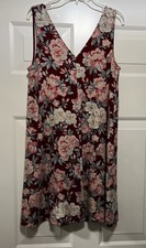 NWT LOFT Red Floral Swing Dress Sleeveless Stretch Size XS