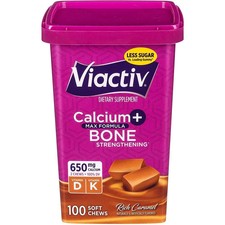 Viactiv Calcium  Vitamin D3 Supplement Soft Chews, Caramel,Calcium for Bone Hea