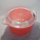 Vtg Pyrex Rare Orange Celtic Floral 473 1 Quart Round Casserole Dish