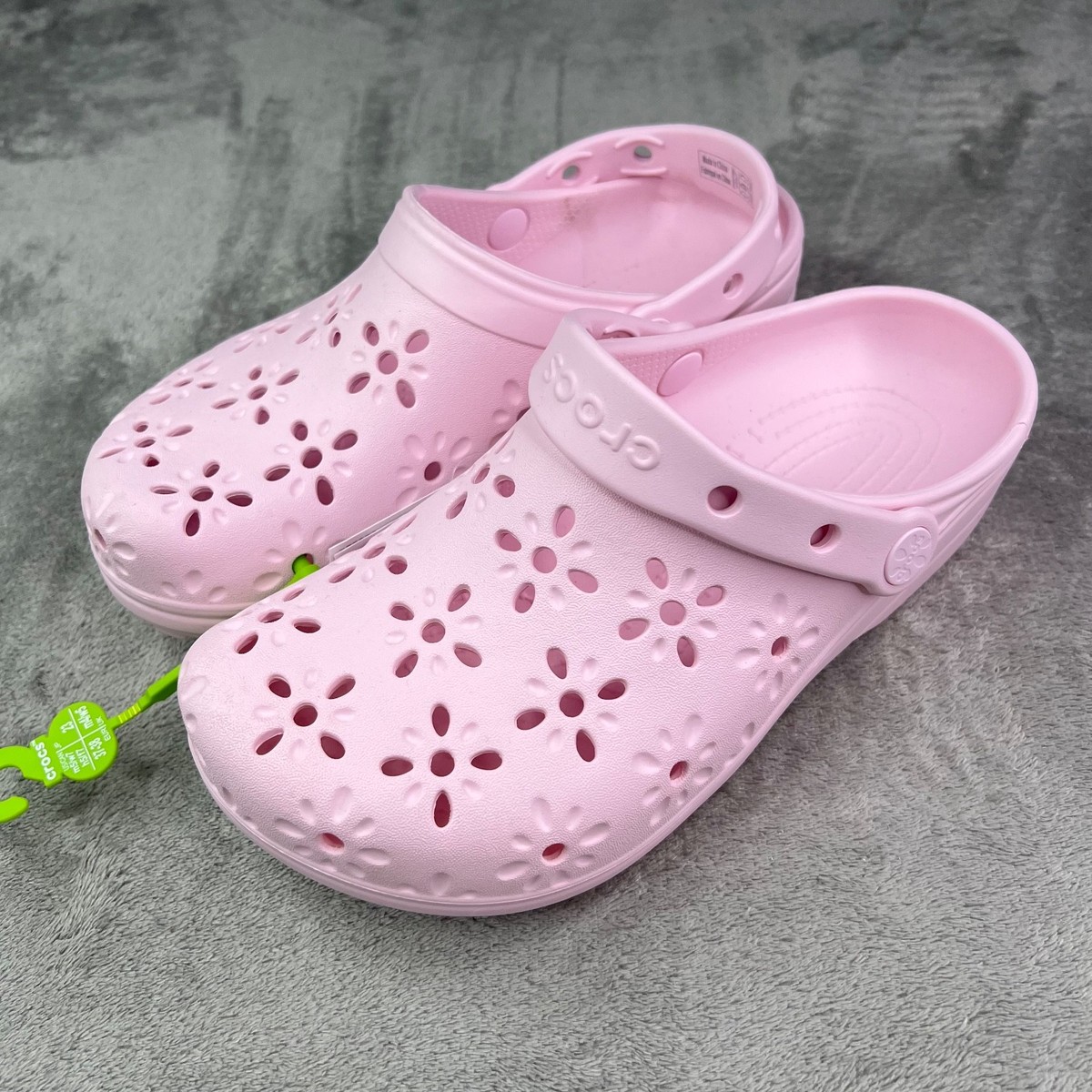 Crocs Classic Floral Cut Out Clog Womens Pink Comfort 210927-6ZW