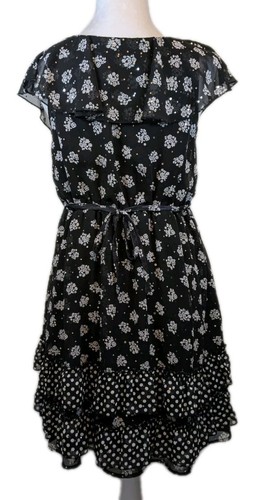 Justice Girls/Juniors Size 18 Black Flower/Dots Dress 0213 - Picture 3 of 5