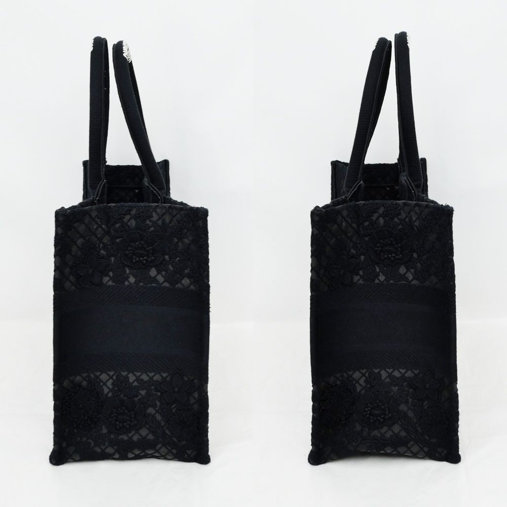Dior Book Tote Medium Black M1296 Handbag with Flower Embroidery