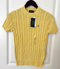 Polo Ralph Lauren Women s Pima Cotton Cable Knit Sweater Yellow XS NWT