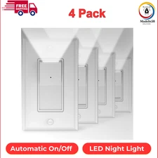 4 Pack Illuminated Light Switch, Lightswitch W LED Night Light, Automatic On/Off