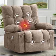 Massage Recliner Chair, Swivel and Rocking Recliner with Heat and Vibration