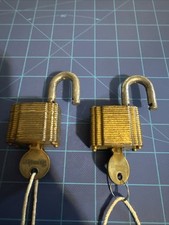 2 Vintage Slaymaker #66 Padlocks with Original Keys. Made In USA Lancaster PA.