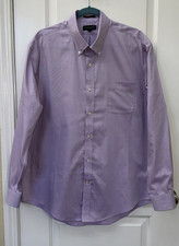 Lands End Men  s Dress Shirt 17-35 Lavender No Iron Pinpoint Oxford Tailored Fit