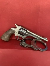 GONHER N80 CAP PISTOL & METAL HANDCUFFS TOY MINIATURE MADE SPAIN NEW VINTAGE