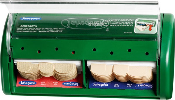 Salvequick Plaster Dispenser With 40 Waterproof And 40 Fabric Plasters Green