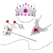 Prinzessinen-Set 5-teilig Schmuck-Set Junggesellinnen Abschied Krone Diadem