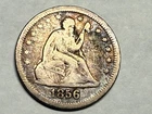 1856 SEATED LIBERTY silver U.S. quarter dollar. VG-Fine, old cleaning. #nk1